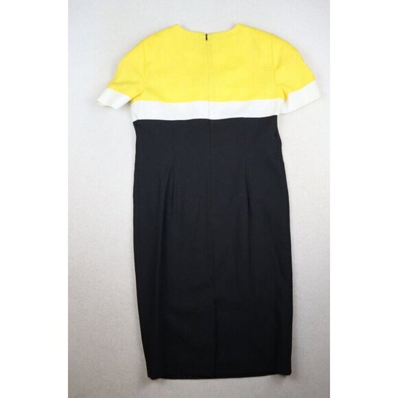 VINTAGE 80s WOMEN'S YELLOW & BLACK COLORBLOCK SHEATH DRESS VIA SANT ANDREA - 8P - Picture 7 of 8